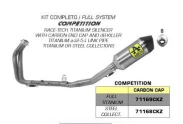 Escape completo Arrow 71168CKZ COMPETICION acero inox para HONDA CBR 500 R 19-20 - vista 1