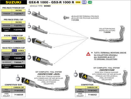 Escape completo ARROW Race-Tech no homologado en acero inoxidable para SUZUKI GSX-R 1000 17-20 - vista 2