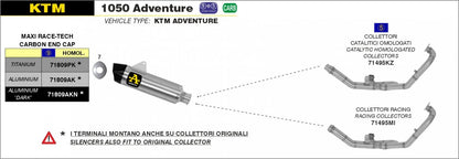 Colectores ARROW no homologados en acero inoxidable para KTM 1190 ADVENTURE 13-16 | 1290 SUPER ADVENTURE 15-20 | 1050 ADVENTURE 15-16 | 1090 ADVENTURE 17-20 - vista 3