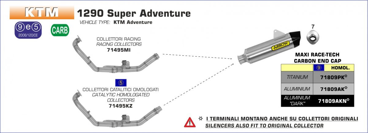 Colectores ARROW no homologados en acero inoxidable para KTM 1190 ADVENTURE 13-16 | 1290 SUPER ADVENTURE 15-20 | 1050 ADVENTURE 15-16 | 1090 ADVENTURE 17-20 - vista 6