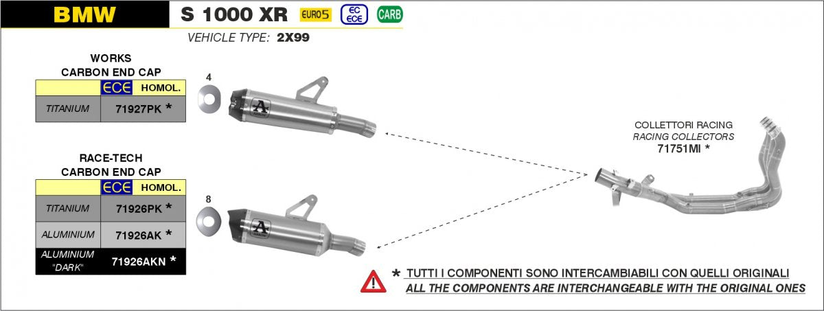 Colectores ARROW no homologados en acero inoxidable para BMW S 1000 XR 20-26 - vista 2