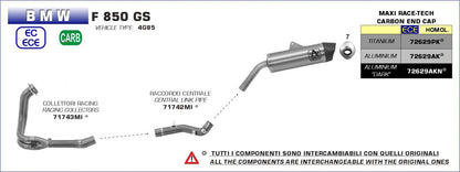 Escape ARROW Maxi Race-Tech homologado en aluminio negro para BMW F 850 GS 18-20 - vista 3