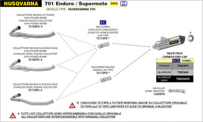 Colectores ARROW no homologados en titanio para HUSQVARNA 701 ENDURO/SUPERMOTO 21-24 - vista 2