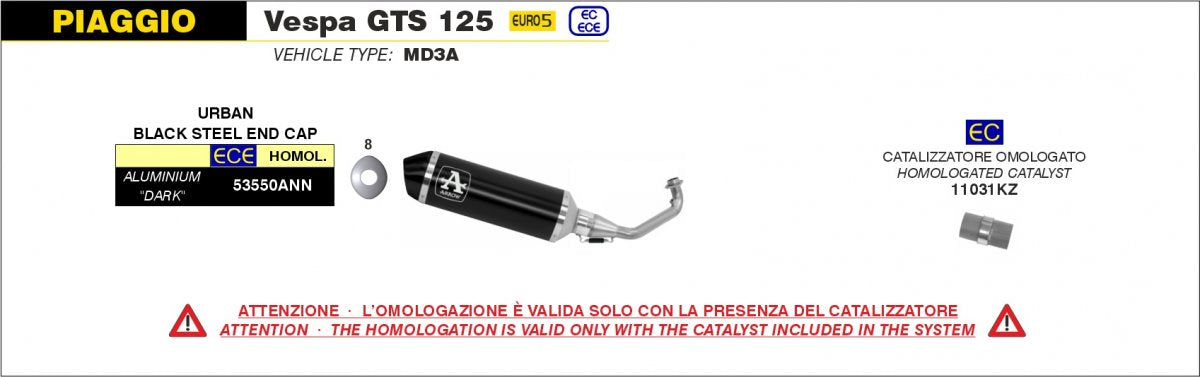 Catalizador ARROW 11031KZ para HONDA FORZA 125 | KYMCO X-TOWN 125 | PIAGGIO VESPA GTS 125 | YAMAHA NMAX / XMAX 125
