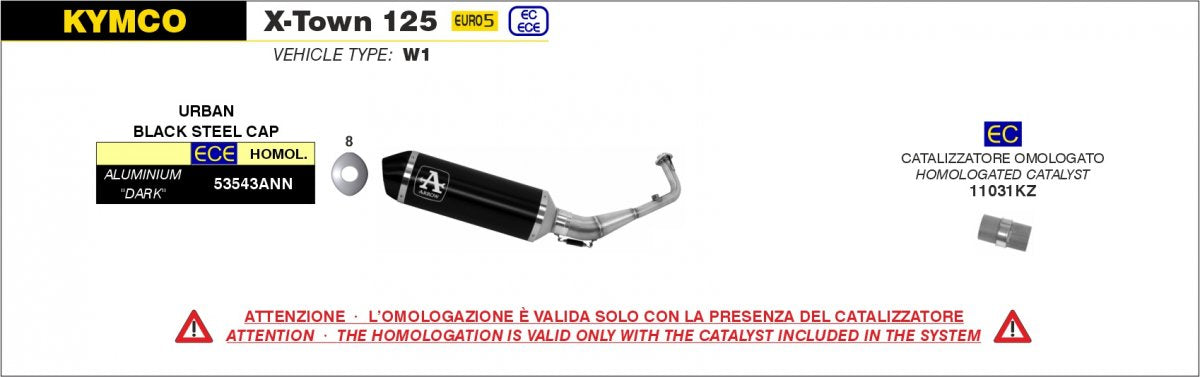 Catalizador ARROW 11031KZ para HONDA FORZA 125 | KYMCO X-TOWN 125 | PIAGGIO VESPA GTS 125 | YAMAHA NMAX / XMAX 125