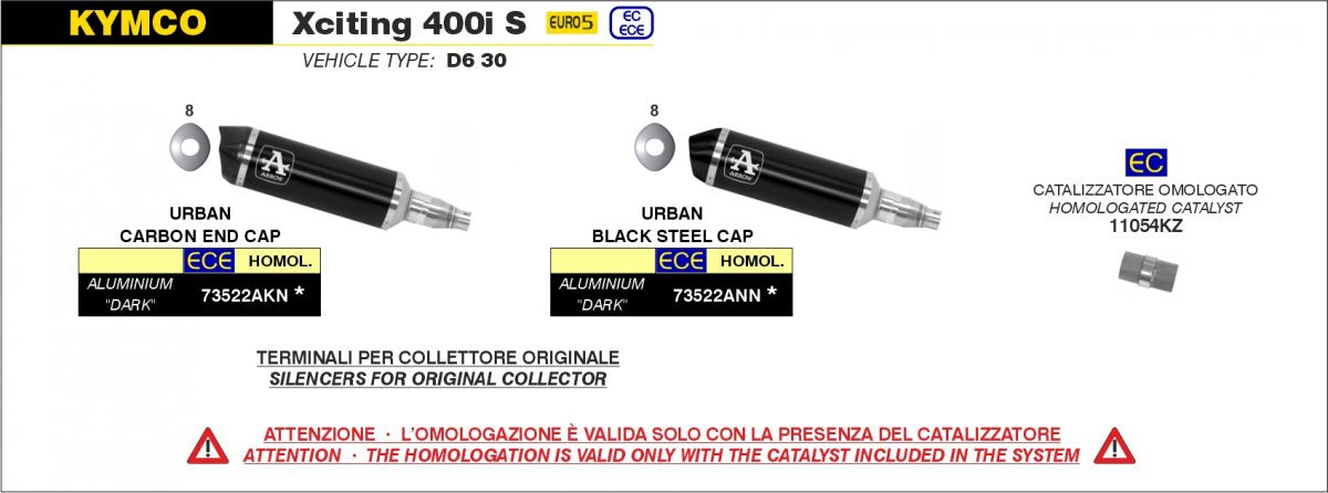 Catalizador ARROW 11054KZ para KYMCO XCITING 400 21-24