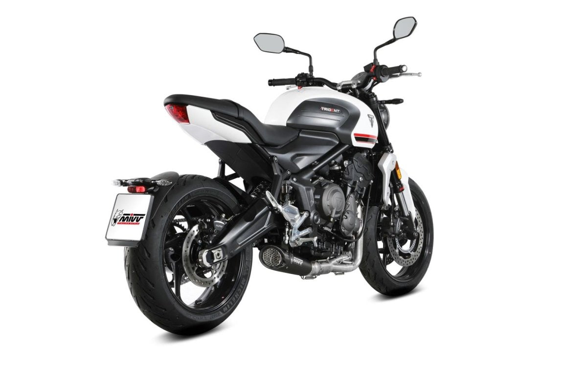 Escape completo no homologado Mivv X-M5 en Acero negro para Triumph Trident 660 21-24 | Tiger Sport 660 22-24