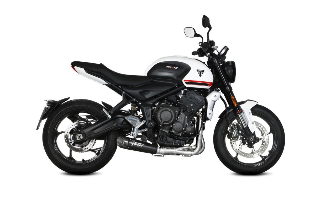 Escape completo no homologado Mivv X-M5 en Acero negro para Triumph Trident 660 21-24 | Tiger Sport 660 22-24