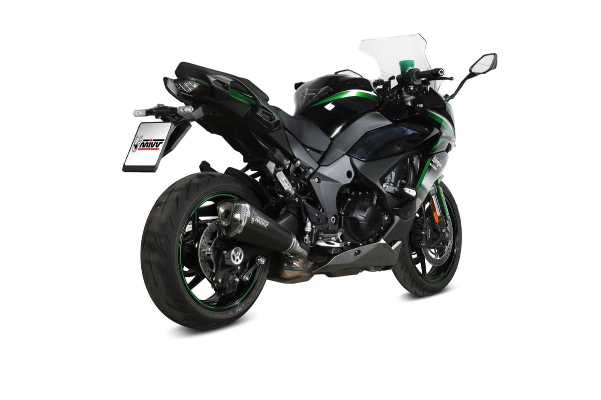 Escape homologado Mivv Delta Race en Acero negro para Kawasaki Ninja 1000 SX 20-24