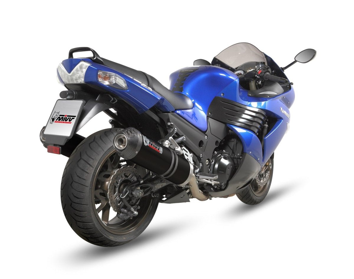 Escape homologado Mivv OVAL en Acero negro para Kawasaki ZZR 1400 06-07