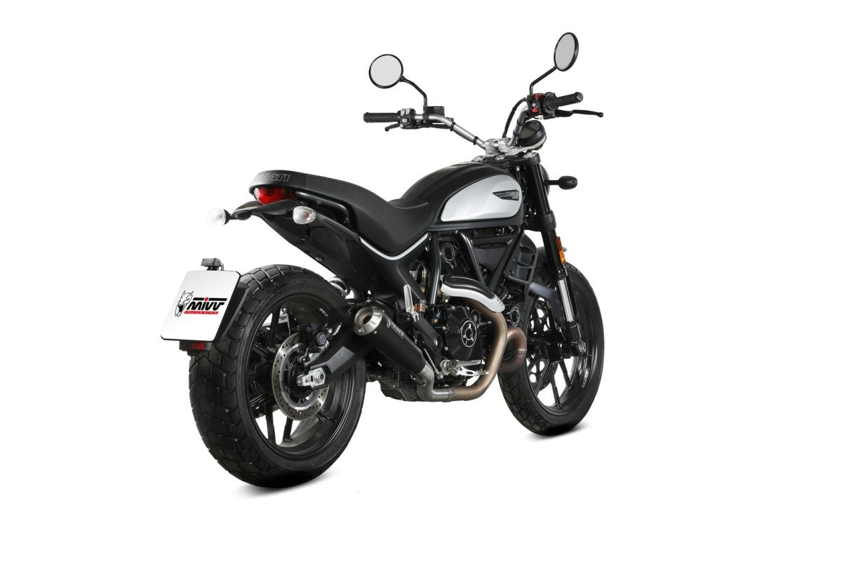 Escape no homologado Mivv X-M1 en Acero negro para Ducati Scrambler 800 21-22 | Scrambler 800 Classic 21-22 | Scrambler 800 Cafè Racer 21-22 | Scrambler 800 Desert Sled 21-22