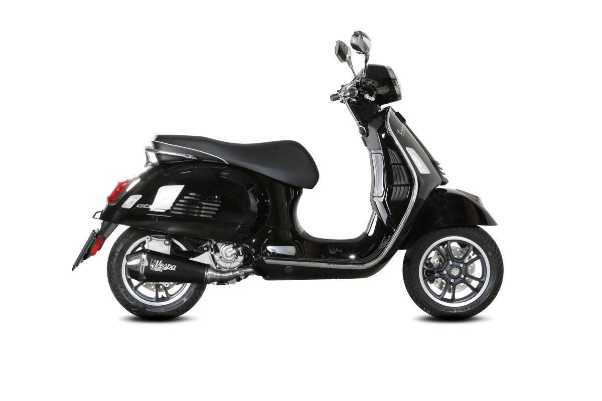 Escape homologado Mivv Delta Race en Acero negro para Piaggio Vespa GTS 300 Super 21-24