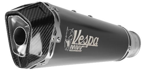 Escape homologado Mivv Delta Race en Acero negro para Piaggio Vespa GTS 300 Super 21-24