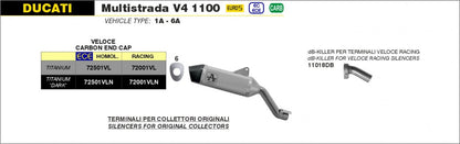 Escape ARROW Veloce homologado en titanio para DUCATI MULTISTRADA 1100 21-24 - vista 3