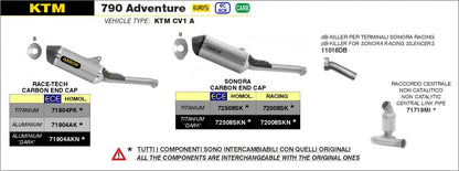 Escape ARROW Sonora no homologado en titanio para KTM 790 ADVENTURE 2024 | 890 ADVENTURE  | 890 SMT 23-24 | HUSQVARNA NORDEN 901 22-23 - vista 3