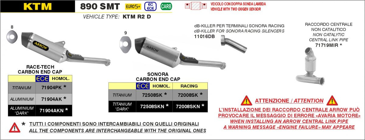 Escape ARROW Sonora no homologado en titanio para KTM 790 ADVENTURE 2024 | 890 ADVENTURE  | 890 SMT 23-24 | HUSQVARNA NORDEN 901 22-23 - vista 6