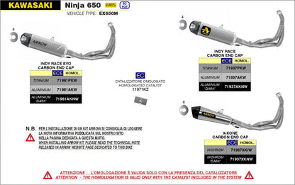 Escape completo ARROW Indy Race homologado en aluminio negro con colectores en acero inoxidable para KAWASAKI Z 650 21-23 | NINJA 650 21-23 - vista 2