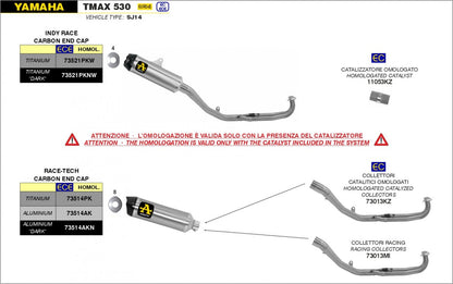 Catalizador ARROW 11053KZ para YAMAHA T-MAX 530 | T-MAX 560 | HONDA ADV 350 | KYMCO AK 550