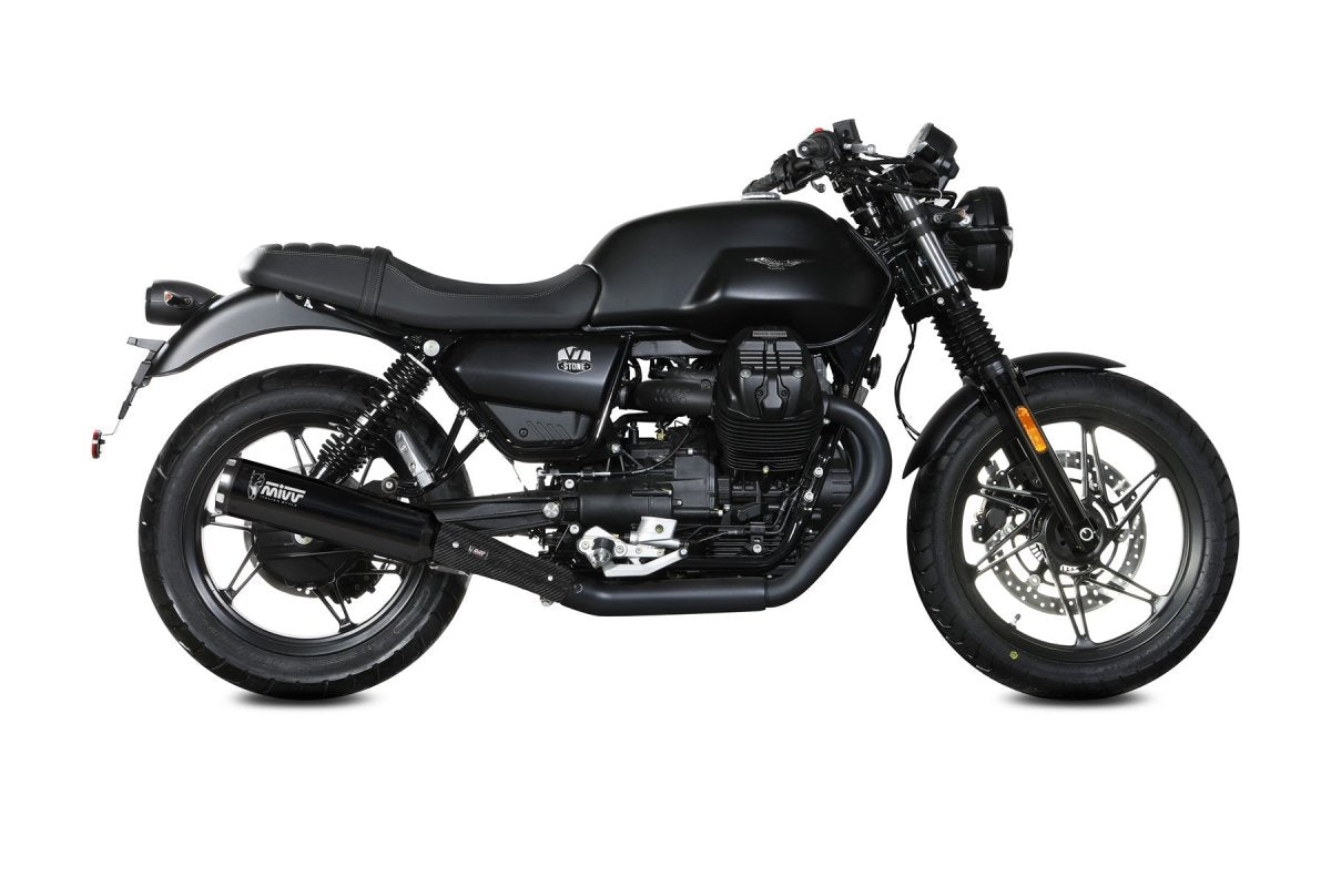 Escape homologado Mivv HR-1 en acero negro para Moto Guzzi V7 21-24