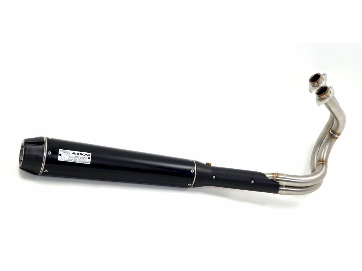 Escape completo ARROW X-Kone homologado en aluminio negro con tapa en aluminio negro con colectores en acero inoxidable para KAWASAKI VULCAN 650 S 21-24 - vista 1