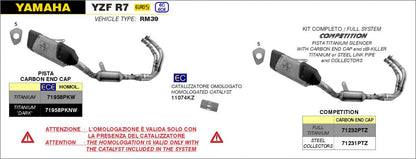 Escape completo ARROW Pista homologado en titanio negro con colectores en acero inoxidable para YAMAHA YZF R7 21-24 - vista 2
