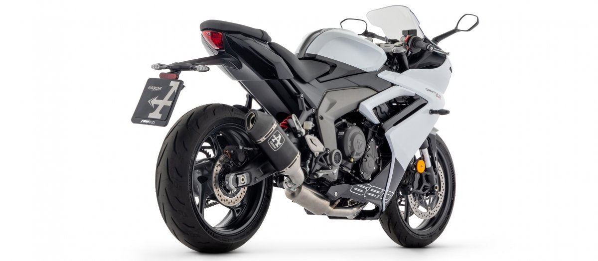 Escape completo ARROW Veloce homologado en aluminio negro con colectores en acero inoxidable para TRIUMPH DAYTONA 660 24-26 - vista 2