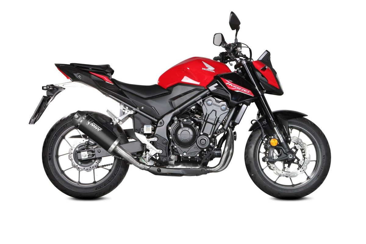 Escape homologado Mivv AK-1 en Acero negro para Honda CB 500 Hornet 24-26