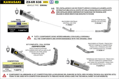 Escape completo ARROW Pista no homologado en titanio con colectores en acero inoxidable para KAWASAKI ZX-6R / 636 24-26 - vista 4