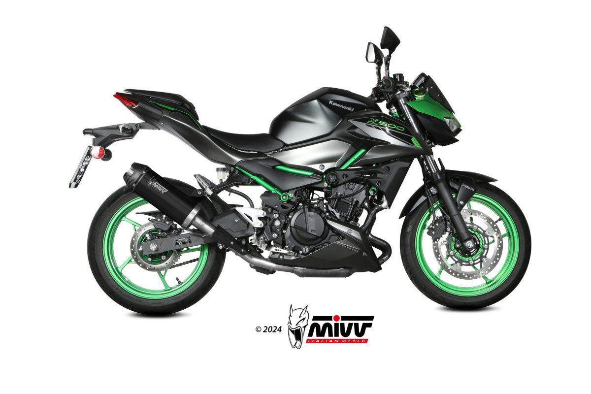 Escape homologado Mivv AK-1 en Acero negro para Kawasaki Z 500 24-26