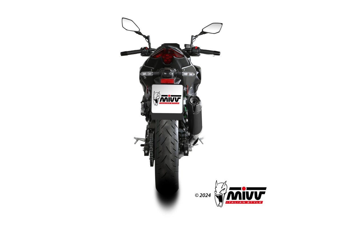 Escape homologado Mivv AK-1 en Acero negro para Kawasaki Z 500 24-26