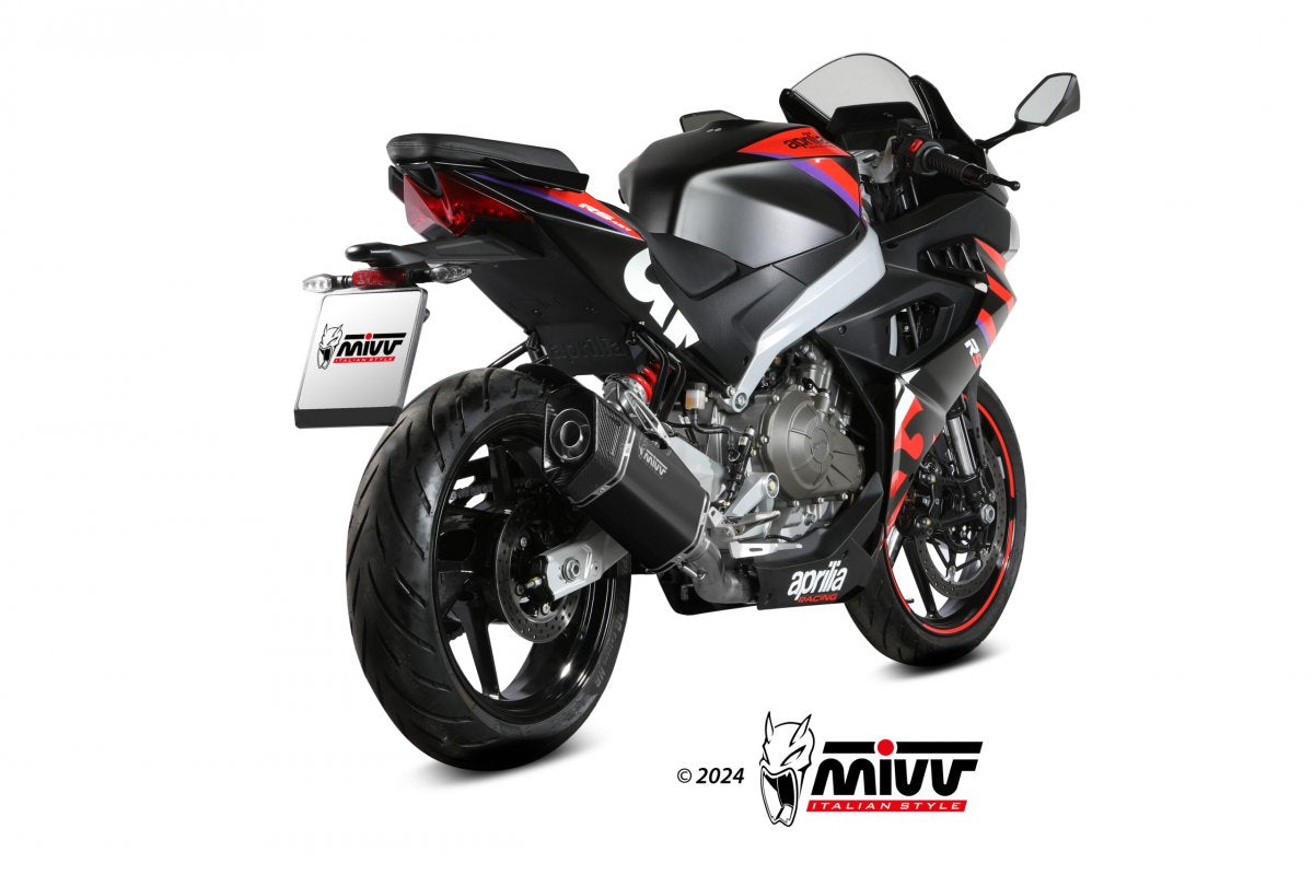 Escape completo homologado Mivv SR-1 en Acero negro para Aprilia RS 457 24-26