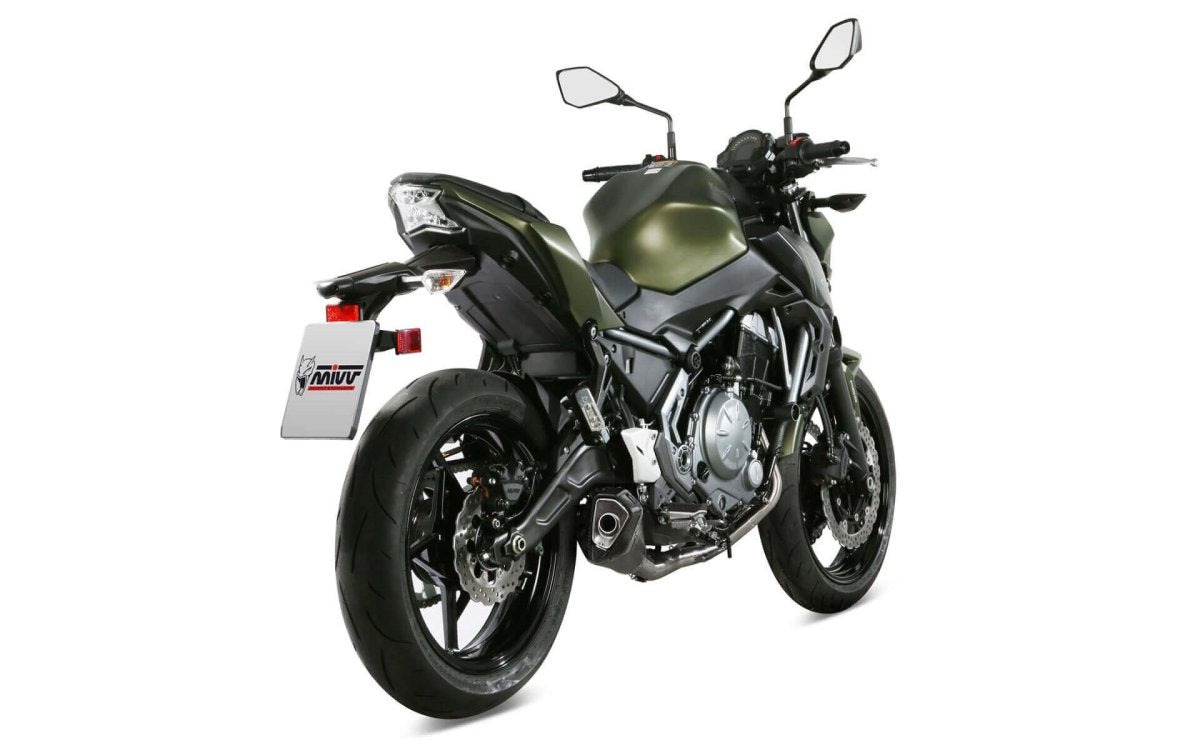Escape completo homologado Mivv Delta Race en Acero negro para Kawasaki Z 650 17-23 | Ninja 650 17-23