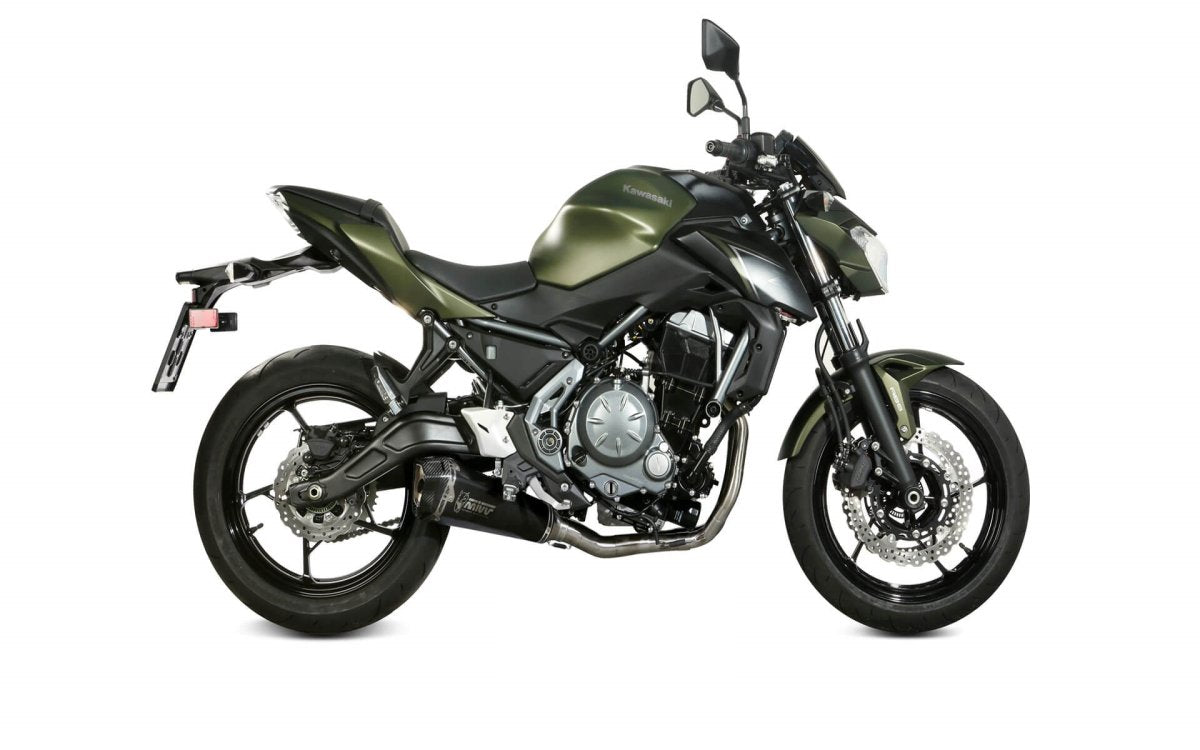 Escape completo homologado Mivv Delta Race en Acero negro para Kawasaki Z 650 17-23 | Ninja 650 17-23