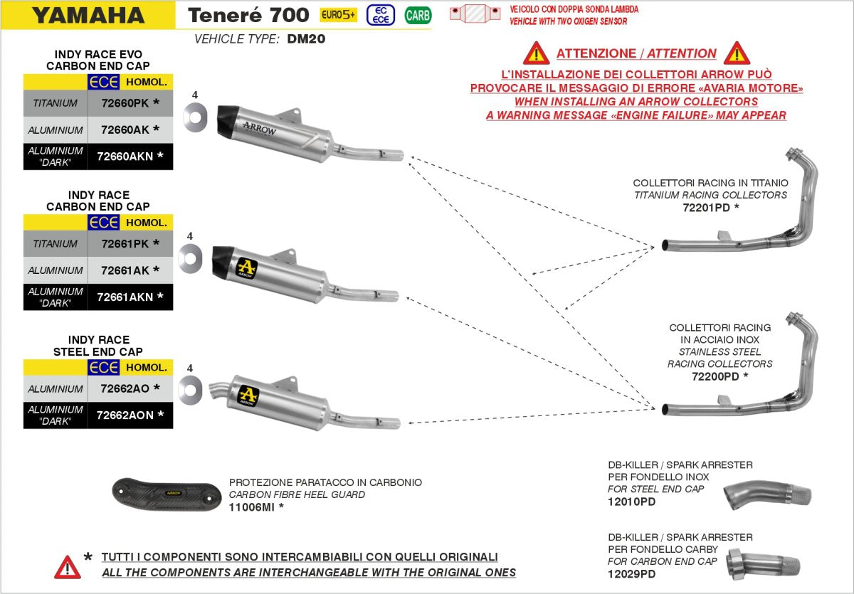 Escape ARROW Indy Race homologado en titanio para YAMAHA XTZ 700 TENERE 19-26 - vista 4
