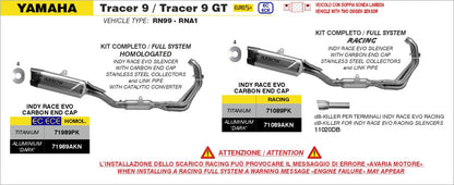 Escape completo ARROW Indy Race homologado en aluminio negro con colectores en acero inoxidable para YAMAHA TRACER 9 / 900 / GT 25-26 - vista 2