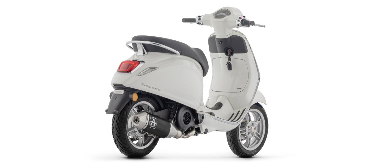 Escape completo ARROW Urban no homologado en aluminio negro con colectores en acero inoxidablecon punta en acero inoxidable para PIAGGIO VESPA PRIMAVERA 125 24-25 - vista 2