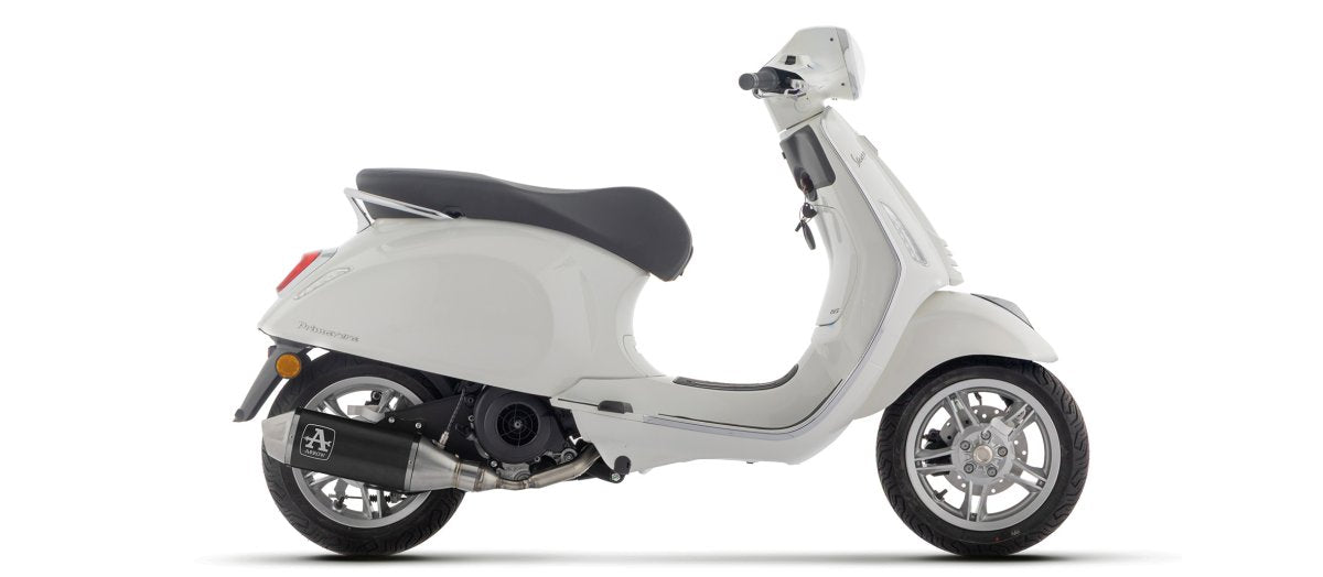Escape completo ARROW Urban no homologado en aluminio negro con colectores en acero inoxidablecon punta en acero inoxidable para PIAGGIO VESPA PRIMAVERA 125 24-25 - vista 4