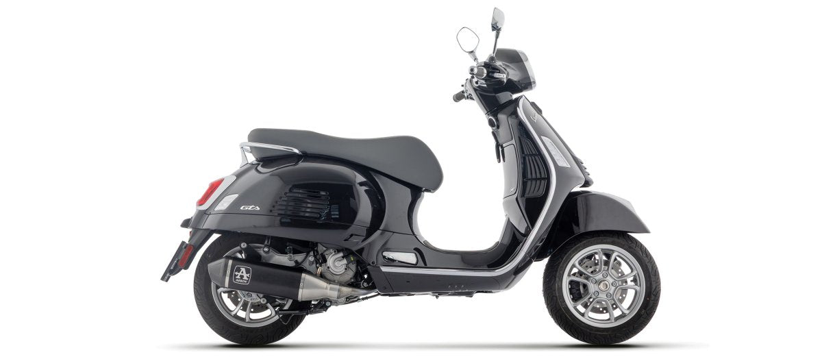 Escape completo ARROW Urban homologado en aluminio negro con colectores en aluminio negrocon punta en CARBONO para PIAGGIO VESPA GTS 310 / SUPER / SUPER SPORT 25-26 - vista 1