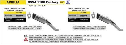 Conector central ARROW no homologados en acero inox. para APRILIA TUONO 1100 V4 / FACTORY / RR 25-26 | RSV4 1000 25-26 - vista 2