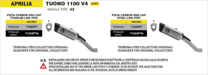 Conector central ARROW no homologados en acero inox. para APRILIA TUONO 1100 V4 / FACTORY / RR 25-26 | RSV4 1000 25-26 - vista 6