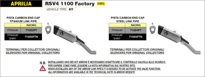 Conector central ARROW no homologados en acero inox. para APRILIA TUONO 1100 V4 / FACTORY / RR 25-26 | RSV4 1000 25-26 - vista 7