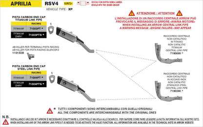 Conector central ARROW no homologados en acero inox. para APRILIA TUONO 1100 V4 / FACTORY / RR 25-26 | RSV4 1000 25-26 - vista 8
