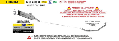 Escape ARROW Indy Race homologado en aluminio negro para HONDA NC 750 X 25-26 - vista 4