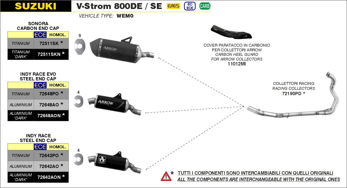 Colectores ARROW no homologados en acero inoxidable para SUZUKI DL 800 V-STROM 23-26 - vista 4