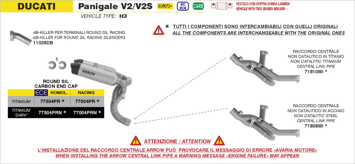 Escape ARROW Round-Sil homologado en titanio negro para DUCATI PANIGALE V2 25-26 | STREETFIGHTER V2 25-26 - vista 2