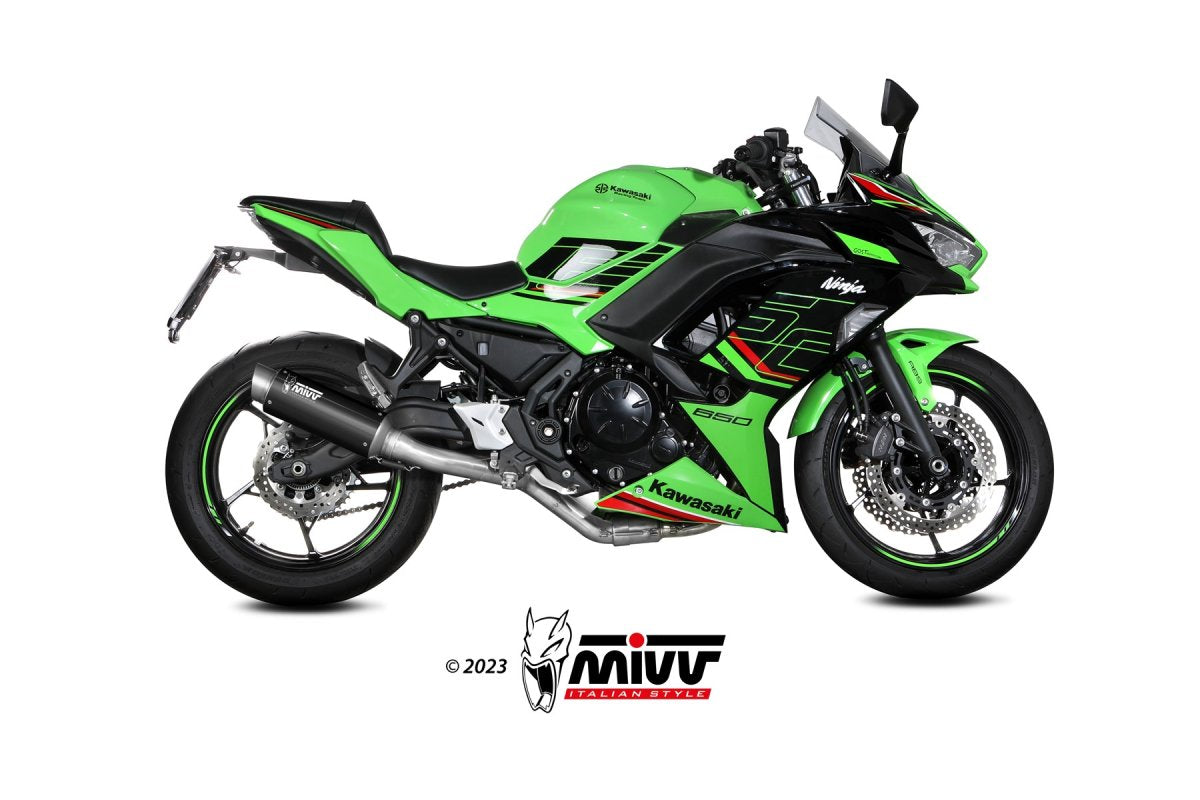 Escape completo homologado Mivv GP PRO en Acero negro para Kawasaki Z 650 24-26 | Ninja 650 24-26