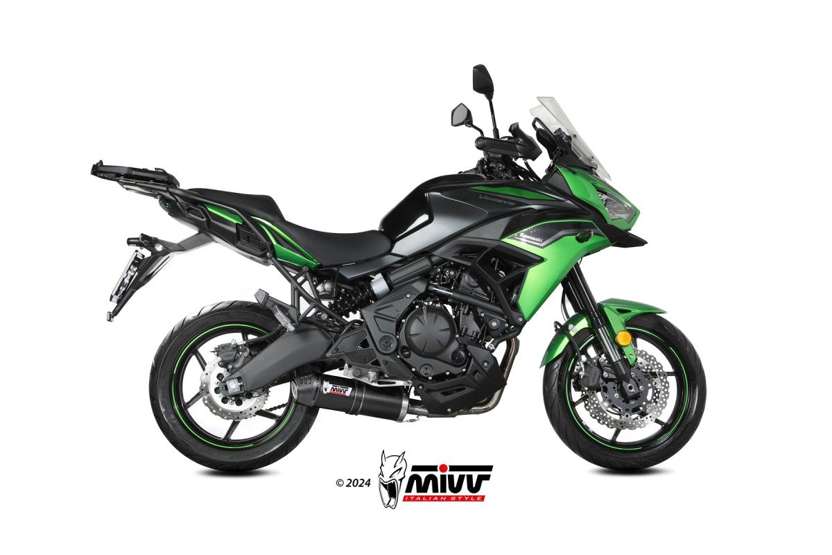 Escape completo homologado Mivv OVAL en Acero negro para Kawasaki Versys 650 24-26
