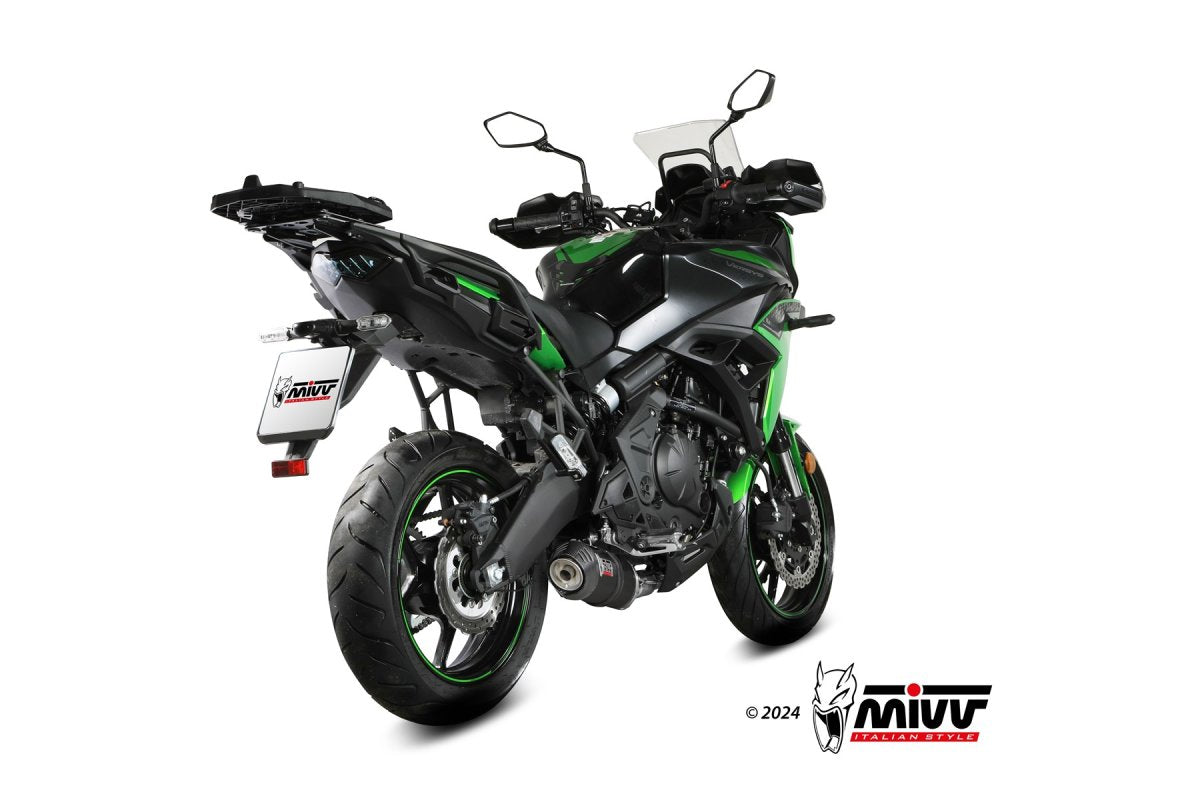 Escape completo homologado Mivv OVAL en Acero negro para Kawasaki Versys 650 24-26