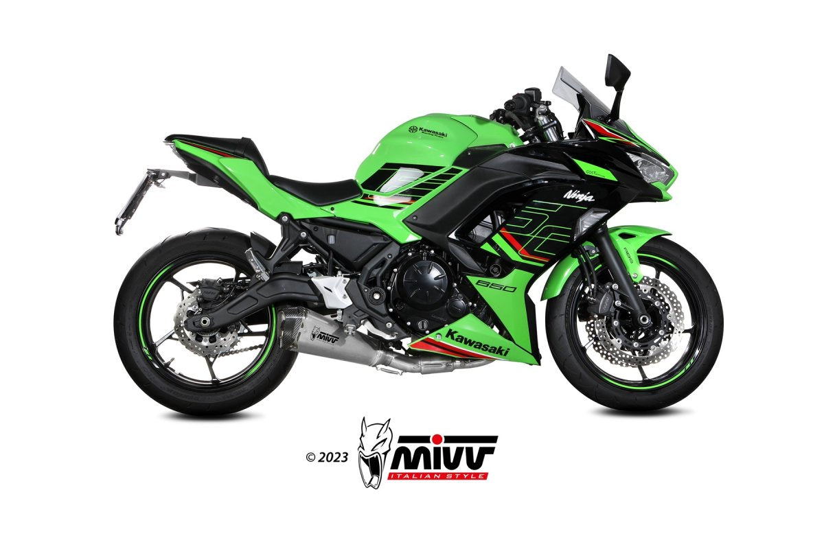 Escape completo homologado Mivv Delta Race en Acero inox. para Kawasaki Ninja 650 24-26 | Z 650 24-26