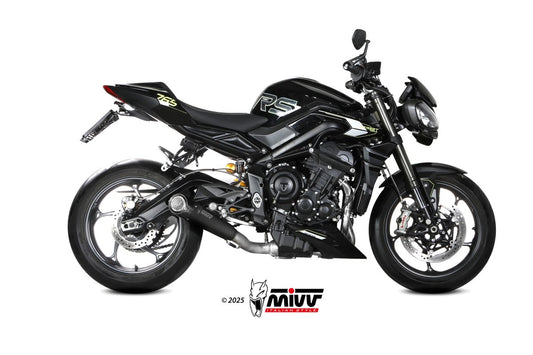 Escape completo no homologado Mivv X-M5 en Acero negro para Triumph Street Triple 765 / R / RS 25-26